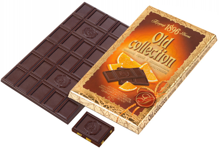 Шоколад OLD COLLECTION ХБФ гіркий з апельсиновими шматочками 200г